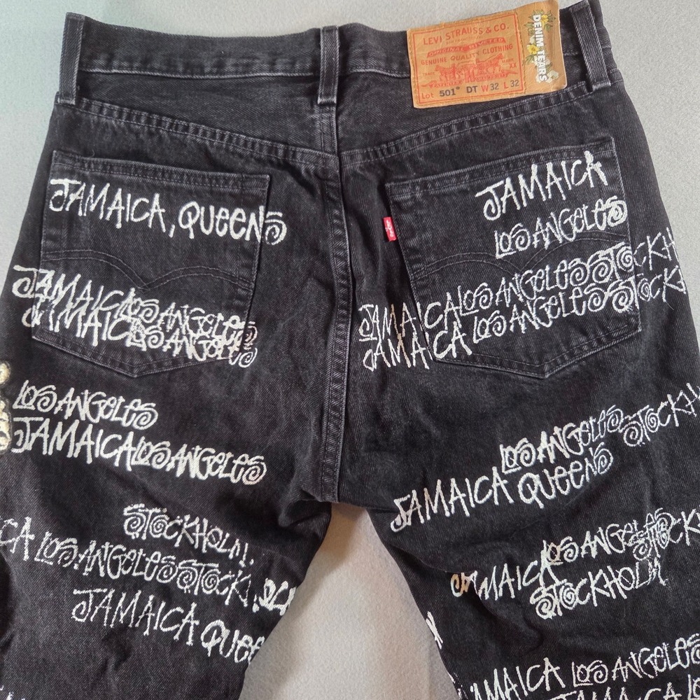 Stussy x Denim Tears x‎ Our Legacy TTL 501 Jeans Black Embroidered Script 32x32 - Picture 5 of 8